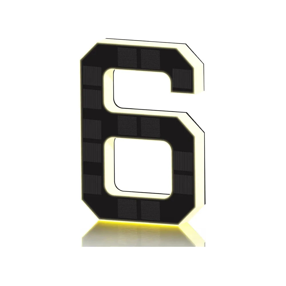 23cm Solar Lighted House Numbers for Outside, Light Up Waterproof LED Address Numbers Signs for Houses, House Numbers Light