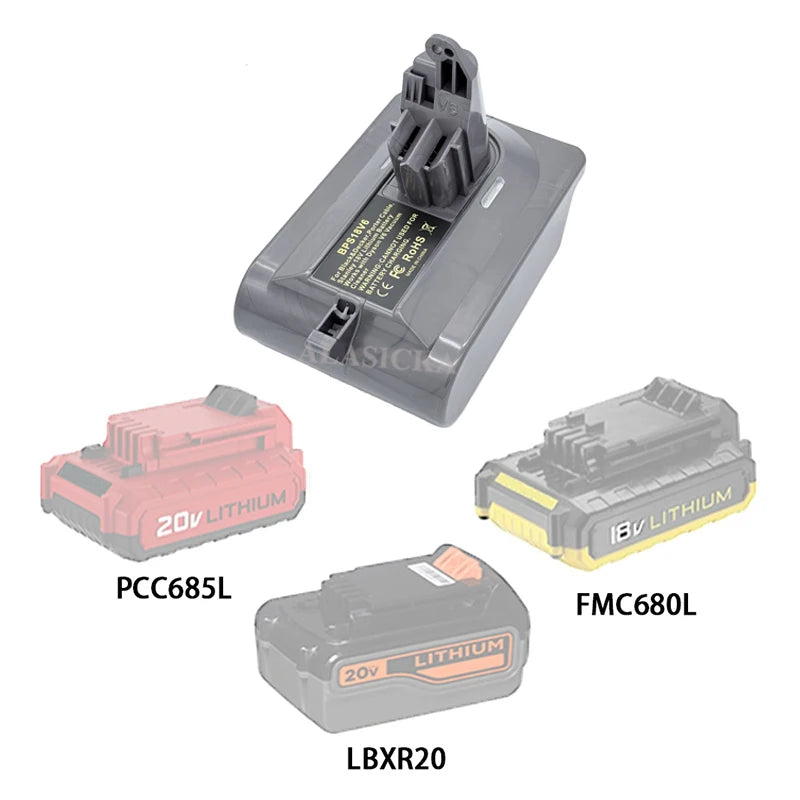 Battery Adapter Converter BPS18V6 for Black Decker 18V Lithium Battery LB2X4020 Converted To for Dyson V6 Series Vacuum Cleaner