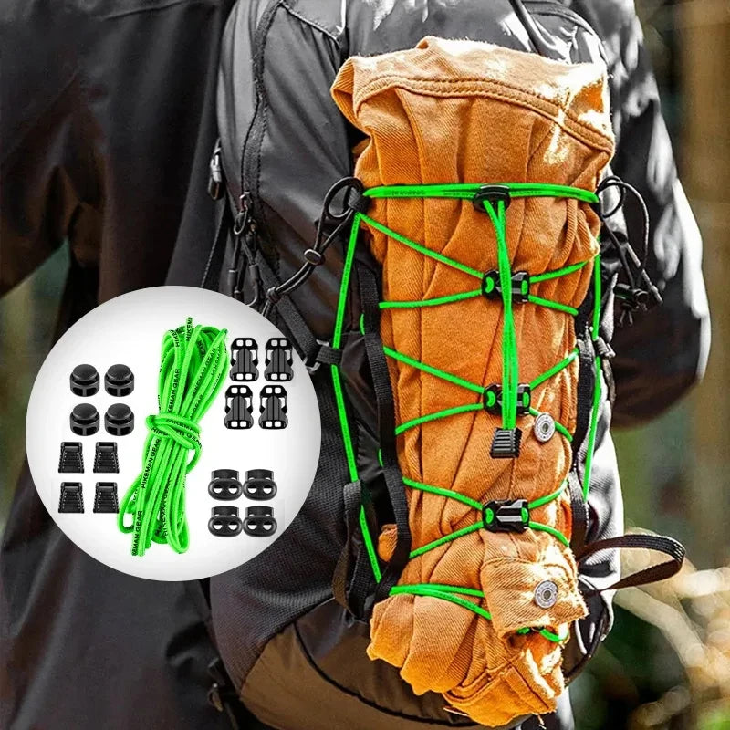 18 parts DIY Adjustable Backpack Buckle Elastic Expansion Strap for Outdoor Hiking Camping External Hanging Fastener