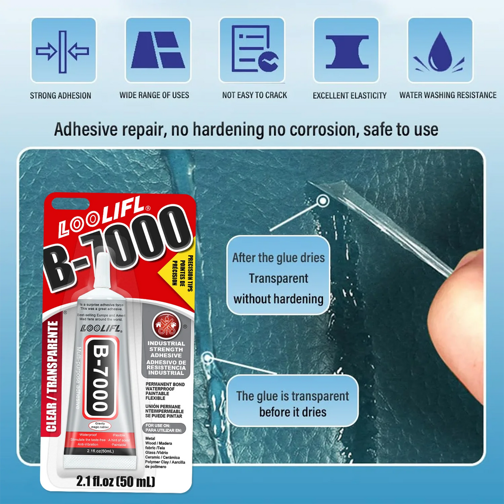 B-7000 Glue Cell Phone Screen Back Shell Soft Glue Adhesive Waterproof Traceless Transparent Adhesive DIY Glue for Samsung/Apple/Xiaomi/Honor/Google/Huawei/Motorola/realme/TECNO Cell Phone.