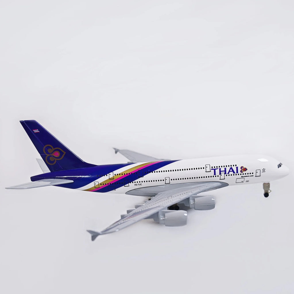 20cm Thai A380 Metal Toy Airplane Model Kit Sky Jumbo a380 Model Plane with Stand for Collections Displays or Plane Gift