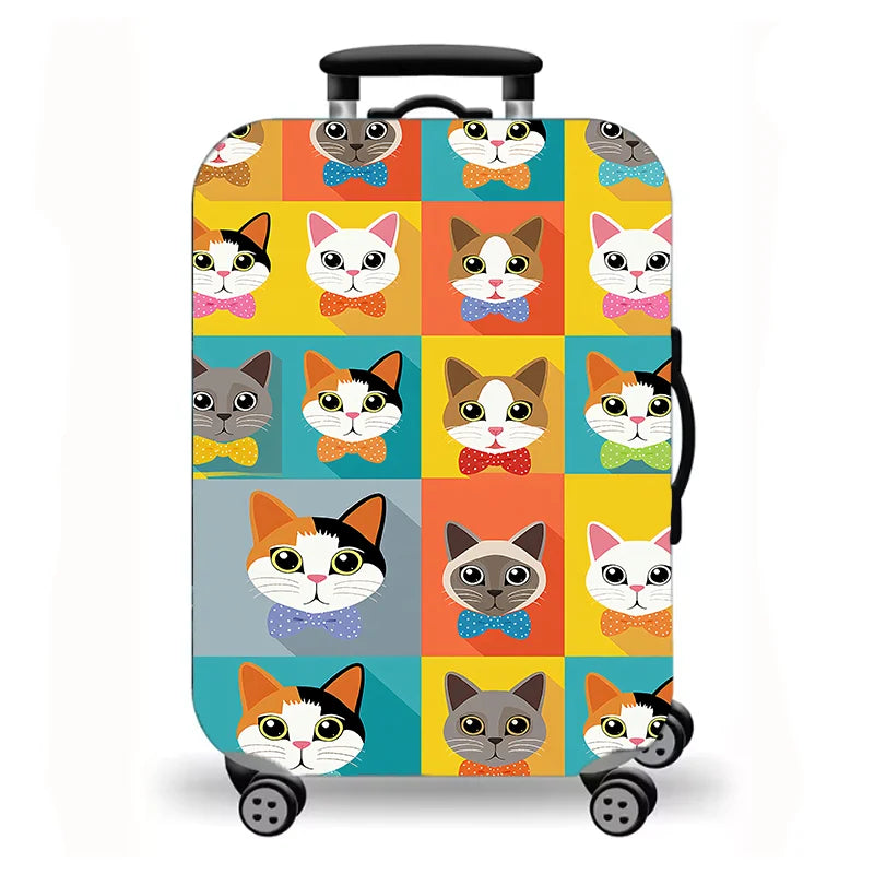 Luggage Cover, Cute Cartoon Cat Kitten Paw Print Stretch Suitcase Protector, Washable Anti-Scratch Travel Baggage Cover