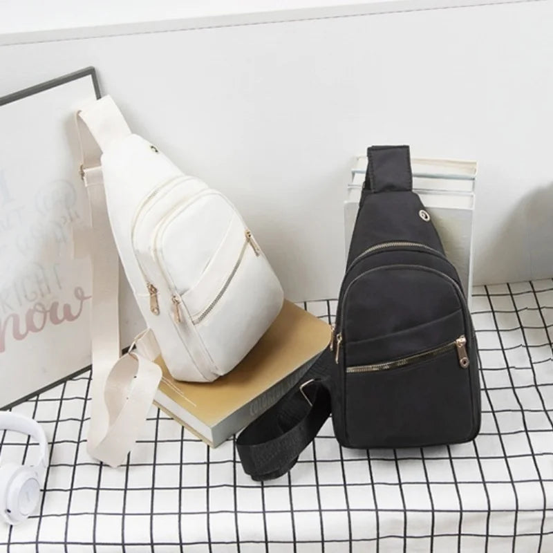 Women's Crossbody Bag New Korean Simple Women's Chest Bag Large Capacity Women's Outdoor Casual Embroidery Quilt Single Shoulder
