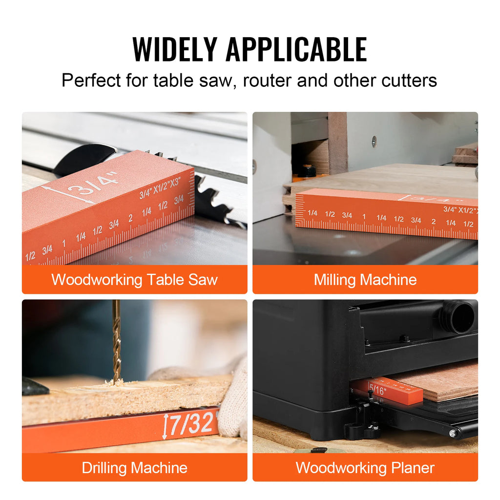 SucceBuy Setup Blocks Woodworking Tools 16-Piece Precision Height Gauge Block Set Aluminum Bars for Router Table Saw Accessories