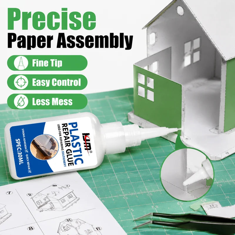 KJM 30ML Multi-Use Repair Glue for Plastic & Paper Strong Adhesive for School Office Crafts And Photo Mounting