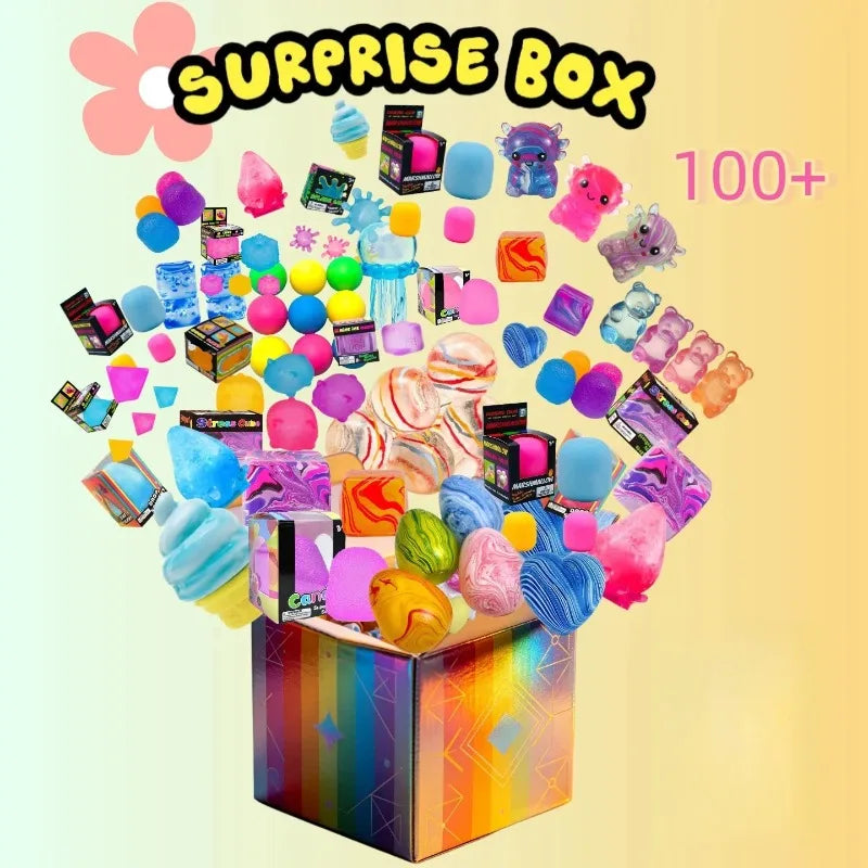 50+various squid shaped blind box surprise toys slowly rising soft plush toys, featuring stress relieving toy blocks