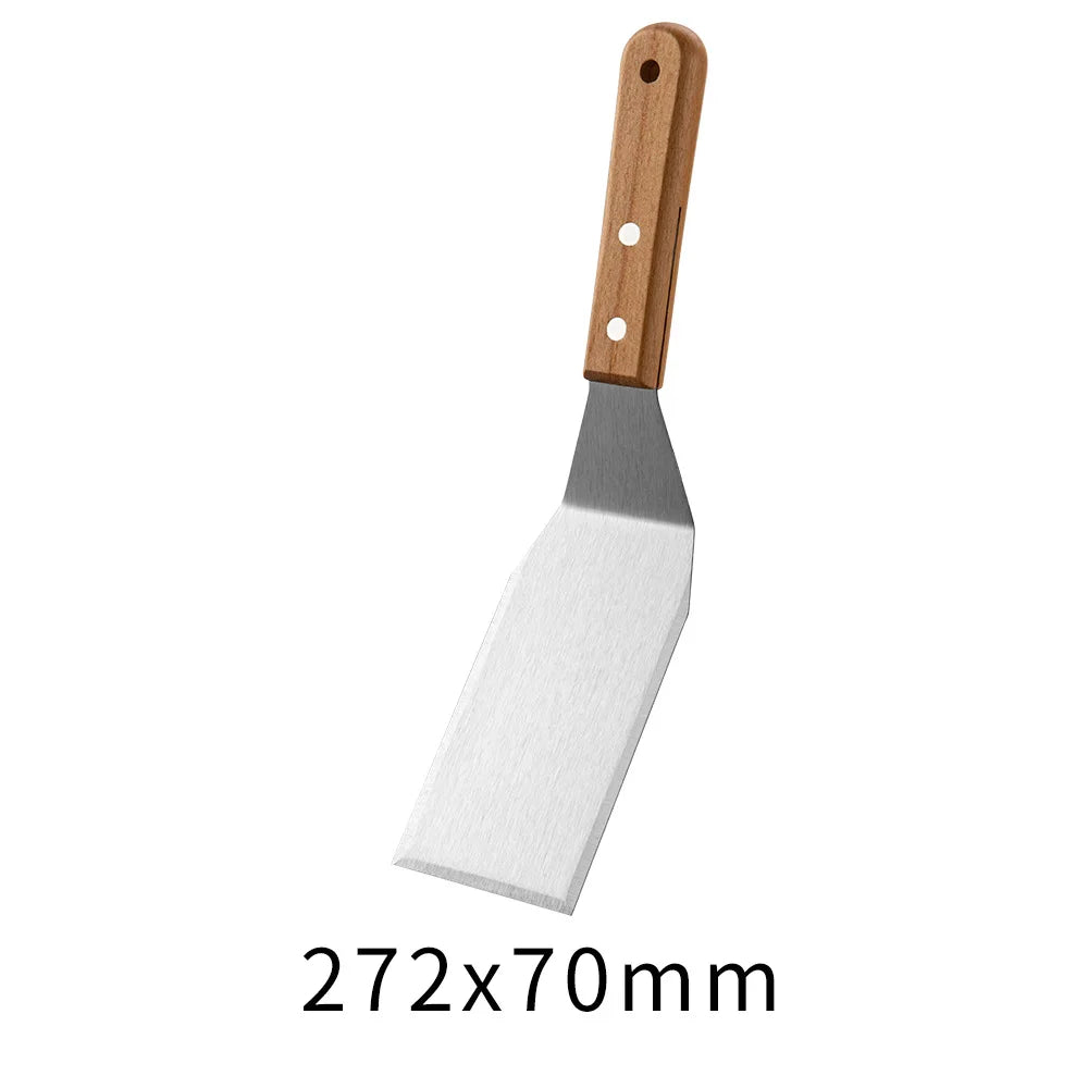 Outdoor Griddle Spatula Stainless Steel Grill Spatula Scraper Flat Spatula Pancake Flipper Hamburger Turner For Grilling JT596