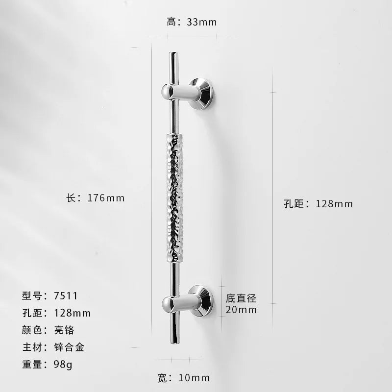 Bright Chrome Silver Wardrobe Door Handle Modern Minimalist Zinc-Alloy Pull for Cabinet Shoe Cabinet  Drawer Furniture Hardware