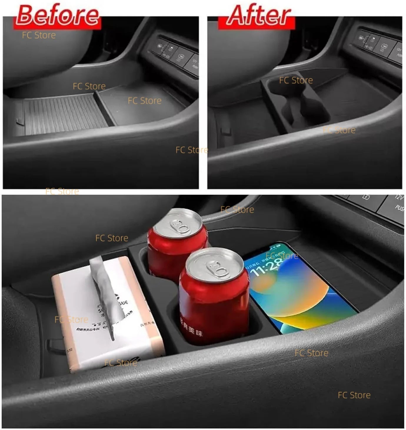 For Tucson 2025 2026 Under Center Console Cup Holder Storage Box Accessories Only for Electronic Gear Not for Manual/Automatic