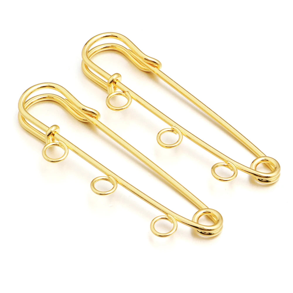 5-10pcs/lot Safety Pins Brooches Blank Base Brooch Pin With Loops Fasteners Pin For DIY Jewelry Making Brooch Charm Accessories