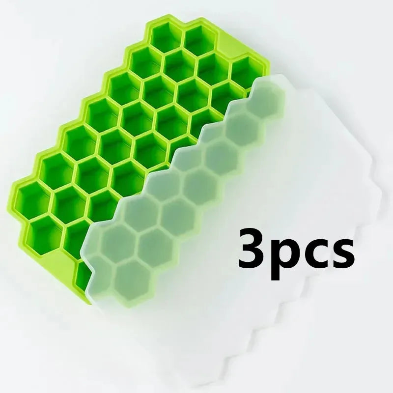 4/1PCS 37 Grids Silicone Ice Cube Mold Large-capacity Ice Trays Food Grade Reusable Ice Maker with Lids Cocktail Kitchen Tool