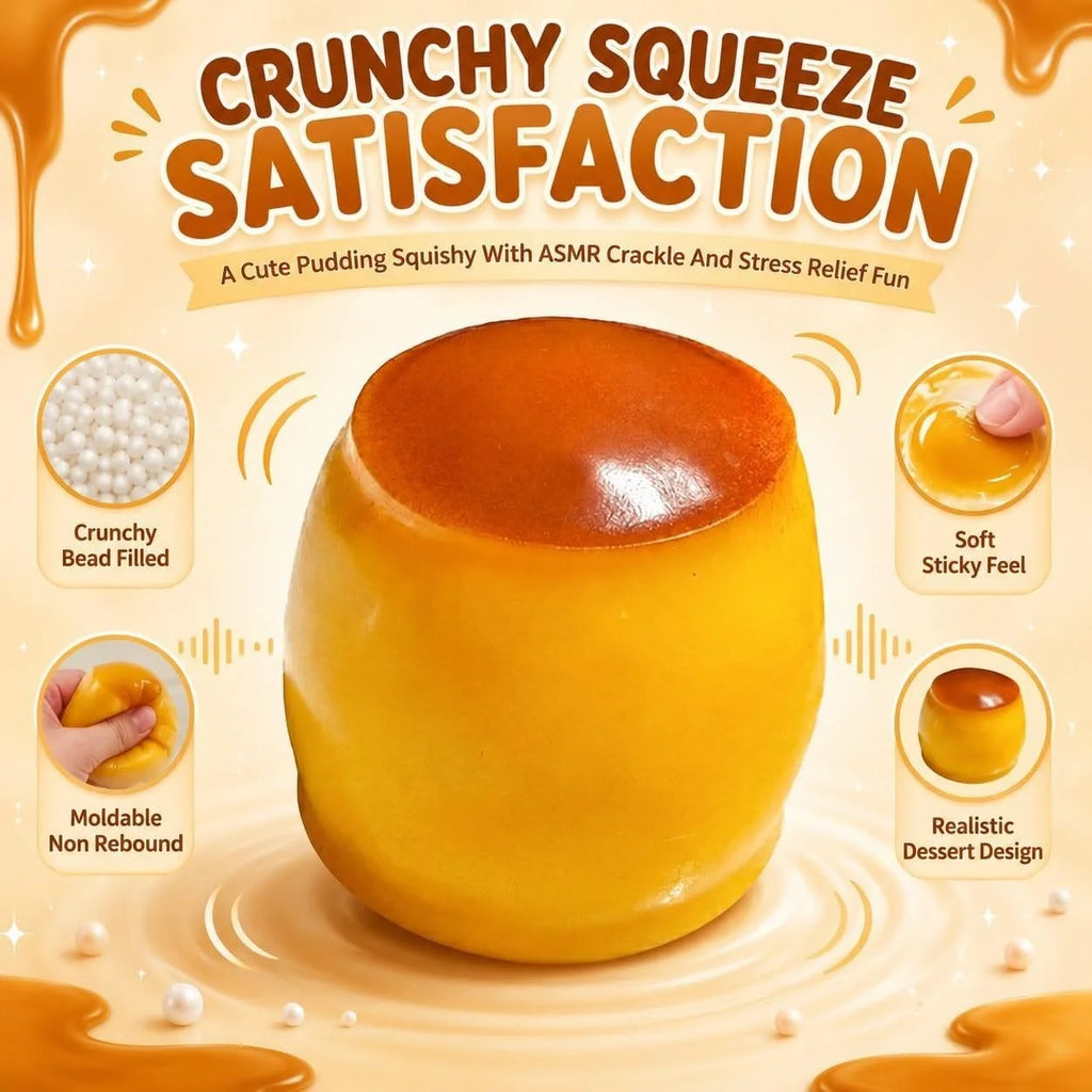Creme Caramel Pudding Squishy Toy Stress Relief Sensory Fidget Toy Squeeze Anxiety Cute Gift for Kids Adults Birthday Party