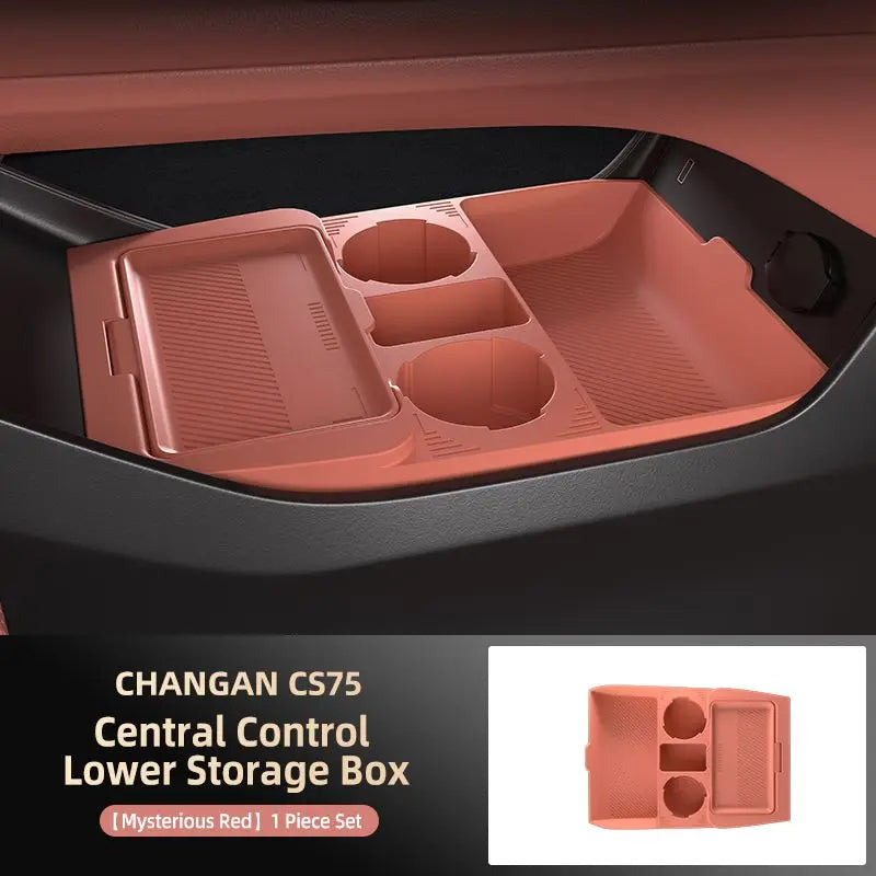 Storage Box For Changan CS75 Plus 2025 Car Styling Under Layer Central Control Organize Armrest Box Silicone Storage Accessories
