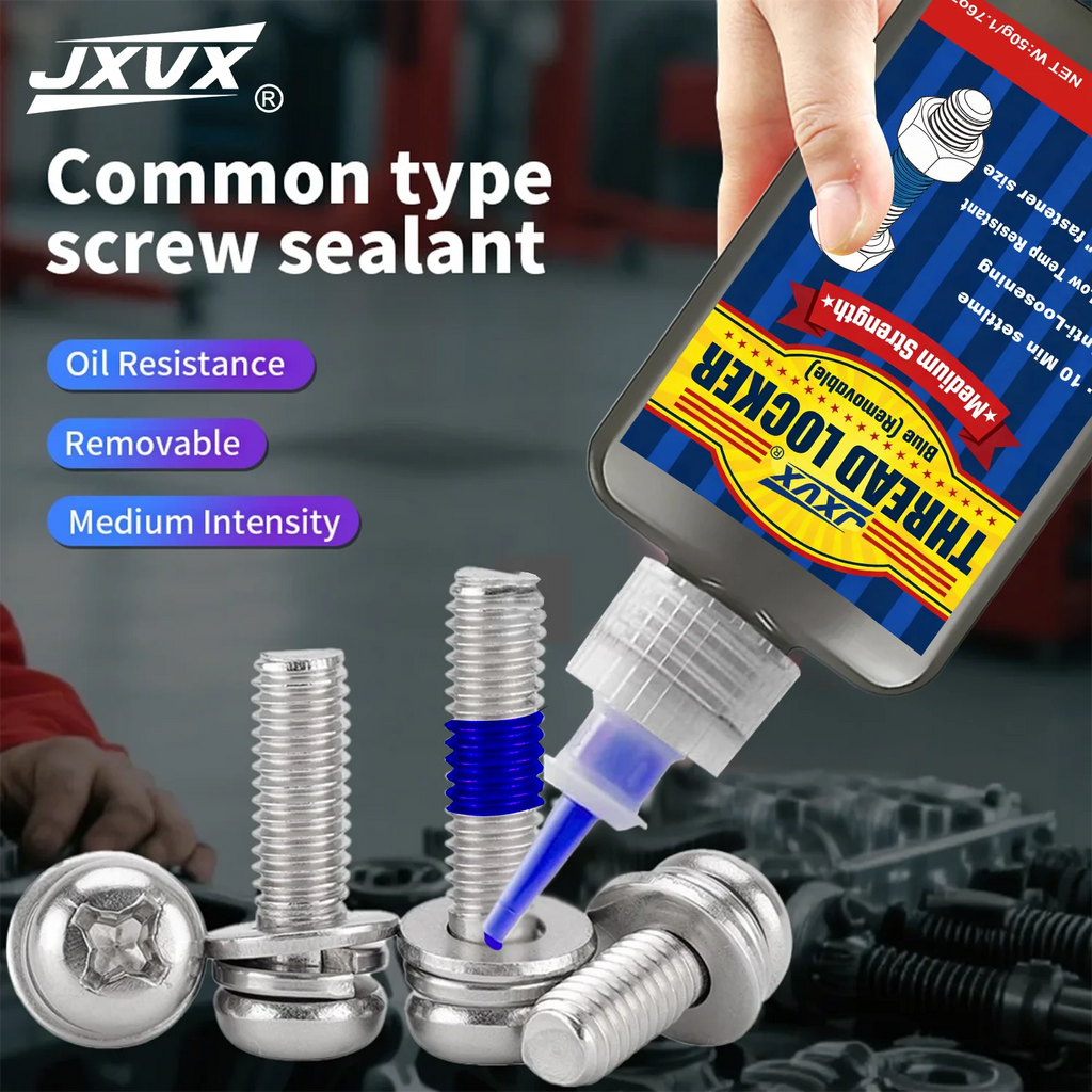 Blue Medium Strength Threadlocker Removable Quick-Drying Screw Locking Agent Industrial Thread Sealant 50ml Thread Locking Liquid Strong Anti-Slip Thread Fixing Adhesive easy to apply.