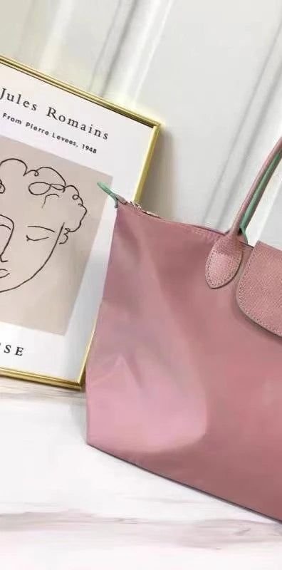 2026 Lightweight Foldable Nylon Shoulder Bag Ladies Water Resistant Shopping Tote Bag Large Handbag for Travel Daily Office