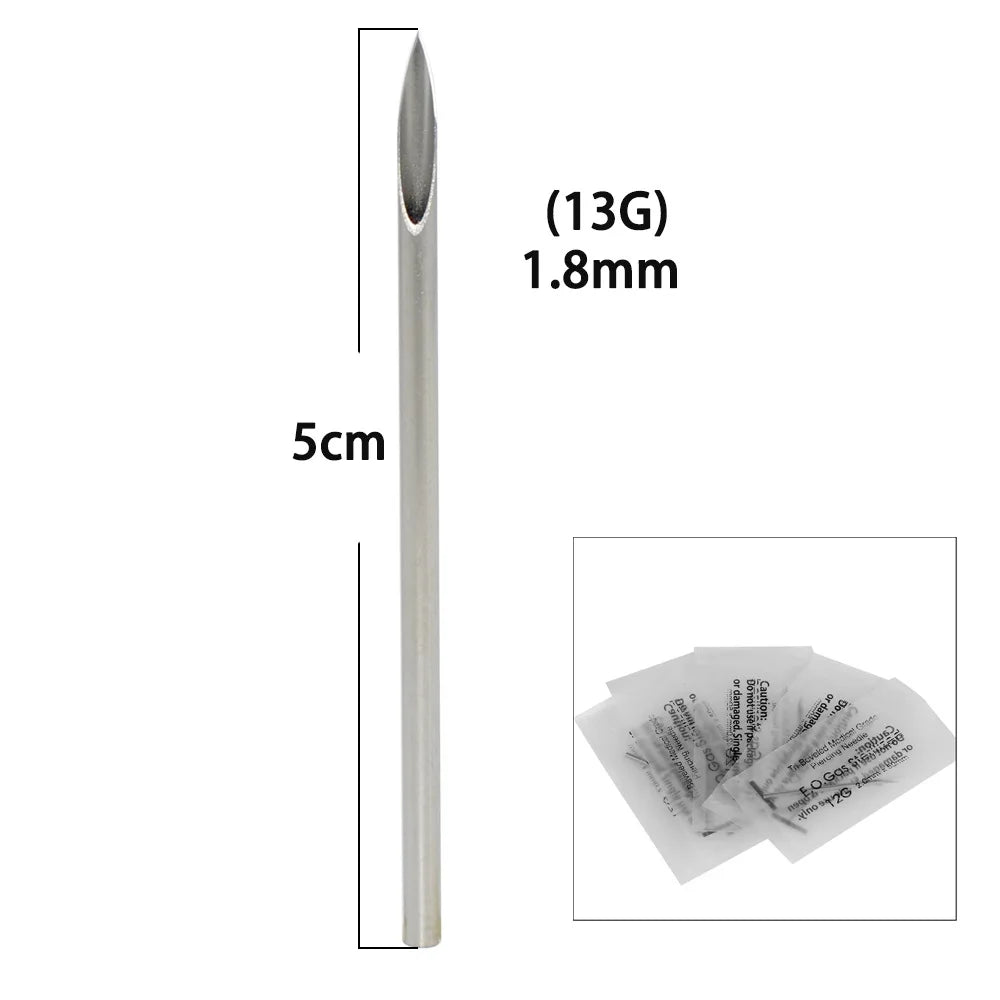 50PC Piercing Jewelry Accessories Sterile Puncture Needle Nose Stud Lip Nail Tool Disinfection Bag Containing Disposable Needle