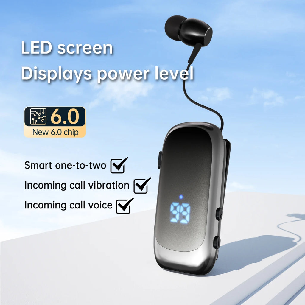 2026 K88pro Hebrew V6.0 Bluetooth Clip on Headset Mini Business Headphones Wireless Earphone Lotus Earbud Handsfree 20H Working