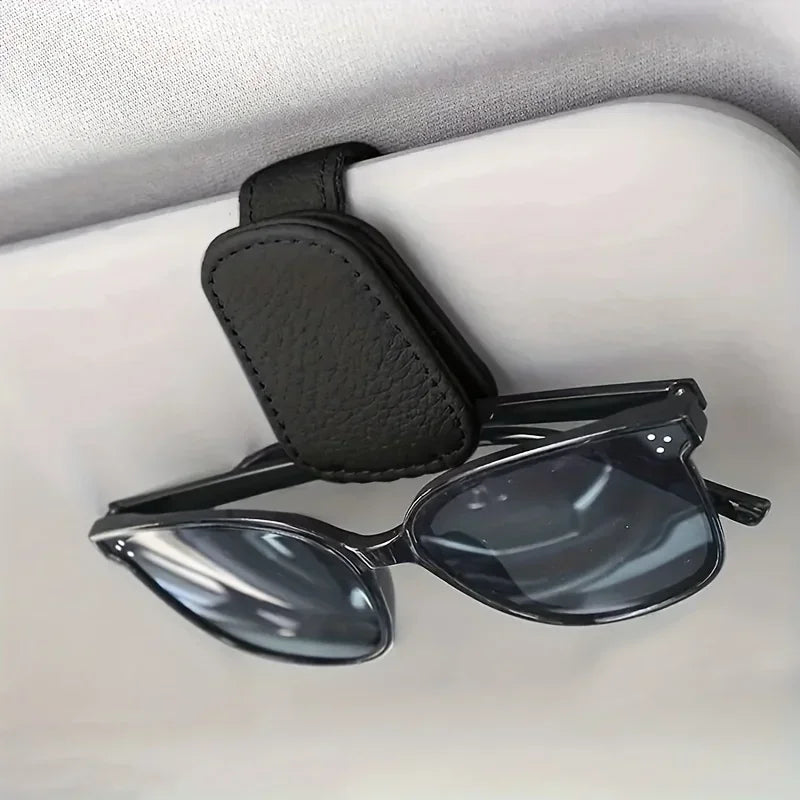 1Pcs Sunglasses Holder Is Suitable for Car Sunshades - Magnetic Leather Sunglasses Clip and Ticket Clip - Car Sunshade Accessori