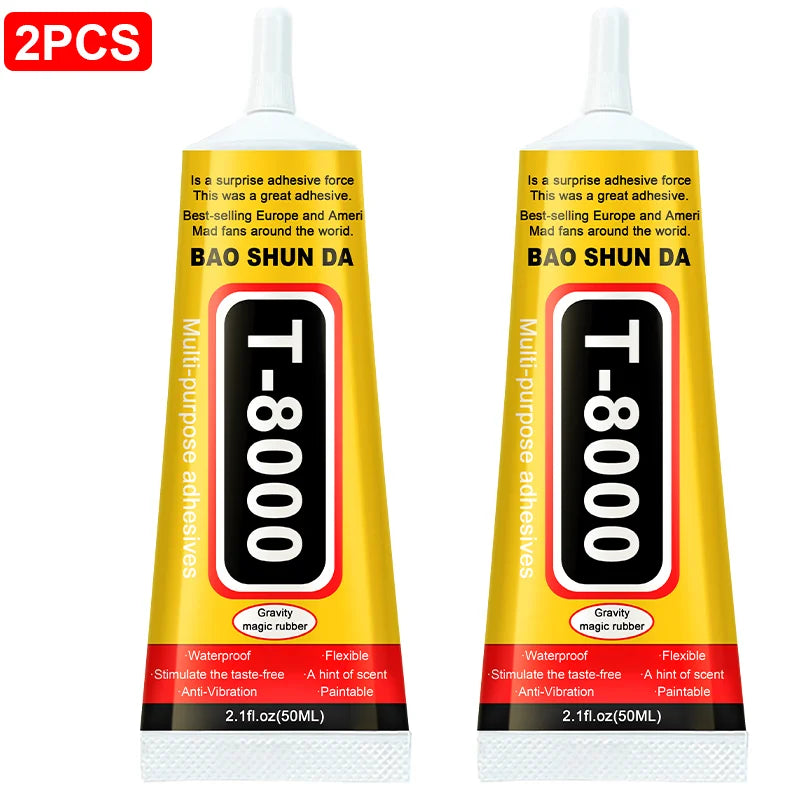JXVX T8000 transparent touch adhesive is the tip application of DIY jewelry plastic glass for mobile phone electronic components.