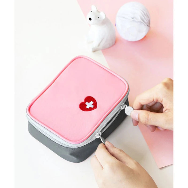 Mini Home First Aid Kit Multi-functional Storage Bag Portable Tablet Storage Large Capacity and Multiple Compartments