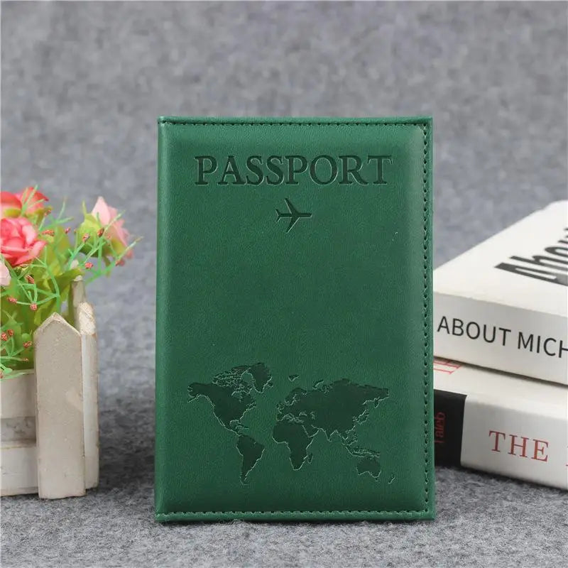 PU Leather Passport Cover Durable Portable Travel Document Holder for Men Women Summer Vacation 1PC