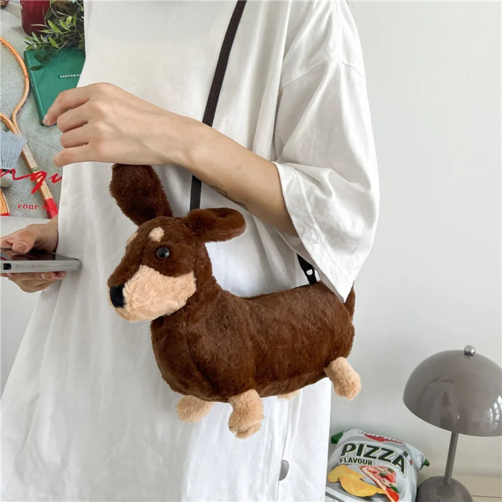 Cartoon Bag Plush Cute Puppy New Shoulder Bag  Cute Plush Crossbody Bag Women Children's Bag