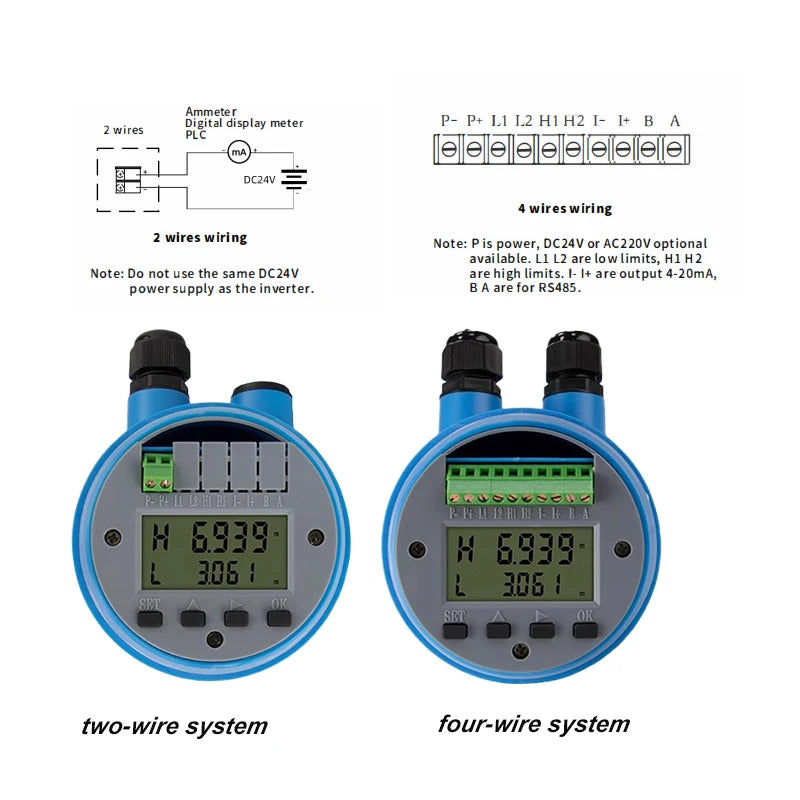 ES-UL800 10M Ultrasonic Level Meter for Tanks Water Level Transmitter 4-20mA RS485 Transmitter DC24V