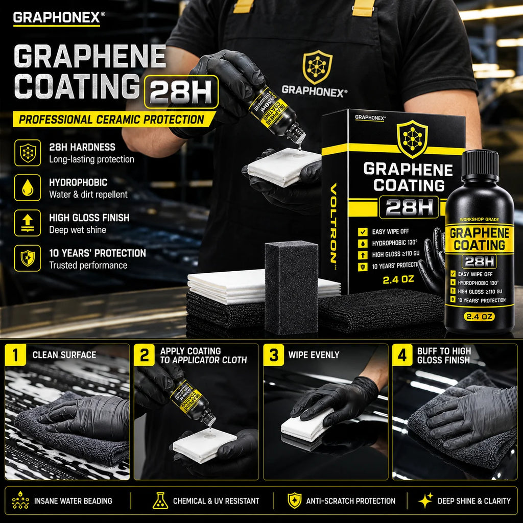 Graphene Ceramic Coating 28H with Self Healing and UV Track Technology Car Detailing Professionals 10+ Years of Protection