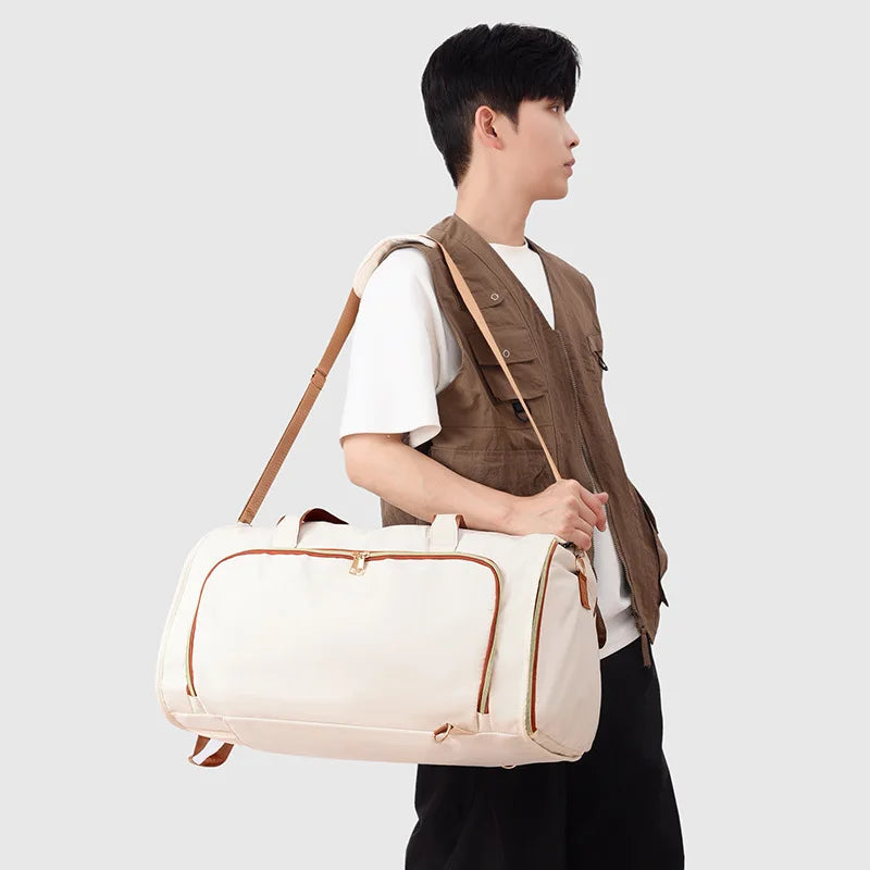 Large Capacity Oxford Cloth Travel Bag Waterproof Wear-resistant Foldable Suit Hanger Crossbody Backpack Double Shoulder Bag