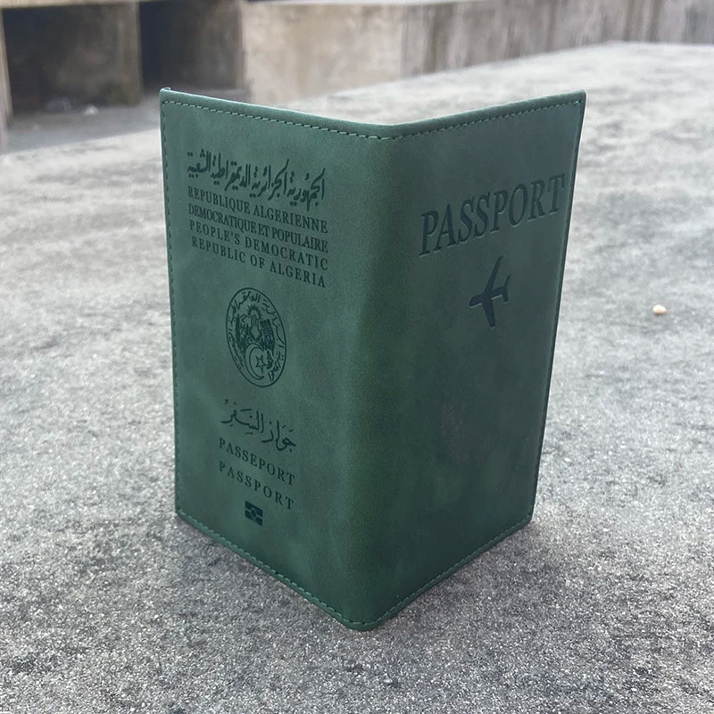 ALGERIA Paspoort Cover Green Travel Wallet Women Pu Leather Case for Passports Fashion Cute Passport Holder Protection