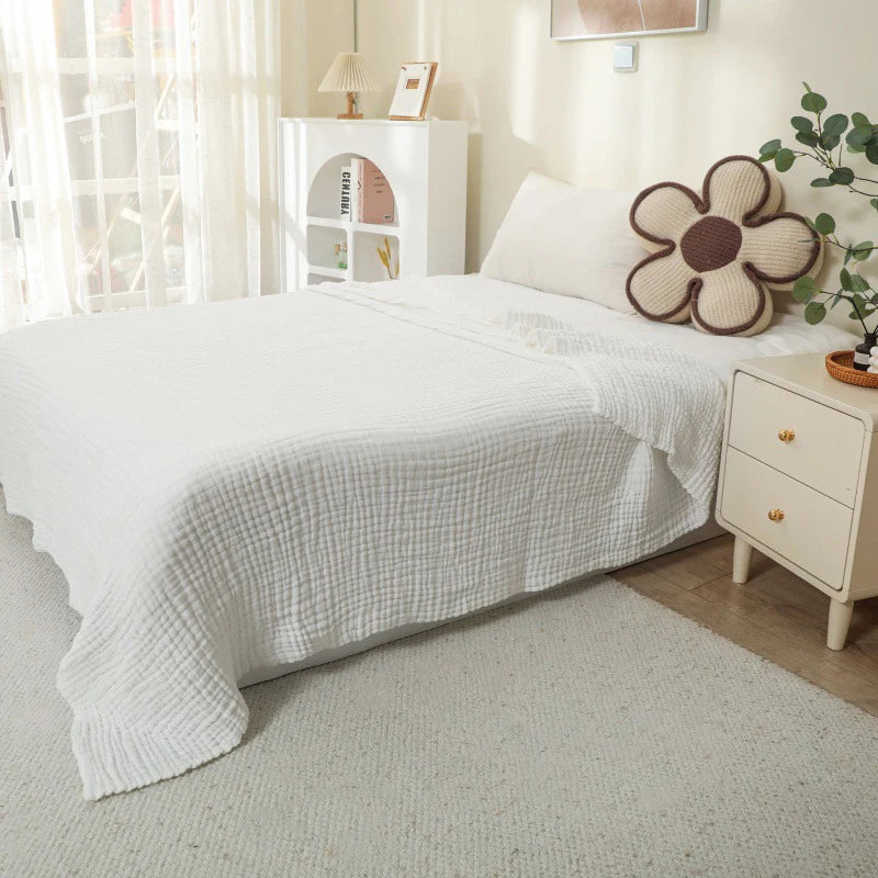 Battilo 100% Cotton Muslin Throw Blanket for Sofa 6-Layer Lightweight Breathable Boho Throws for Couch Bed Large Summer Blanket