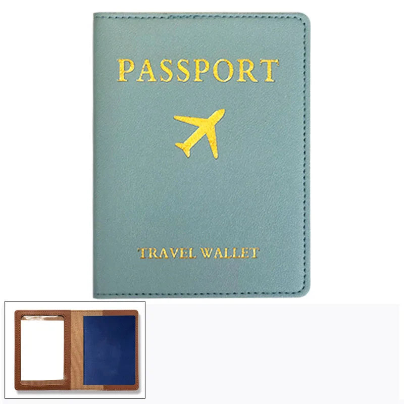 1pcs PU Leather Passport Cover Holder Women Men Passport Cover Flight Ticket Clip Multifunctional Passport Wallet Id Holder Case