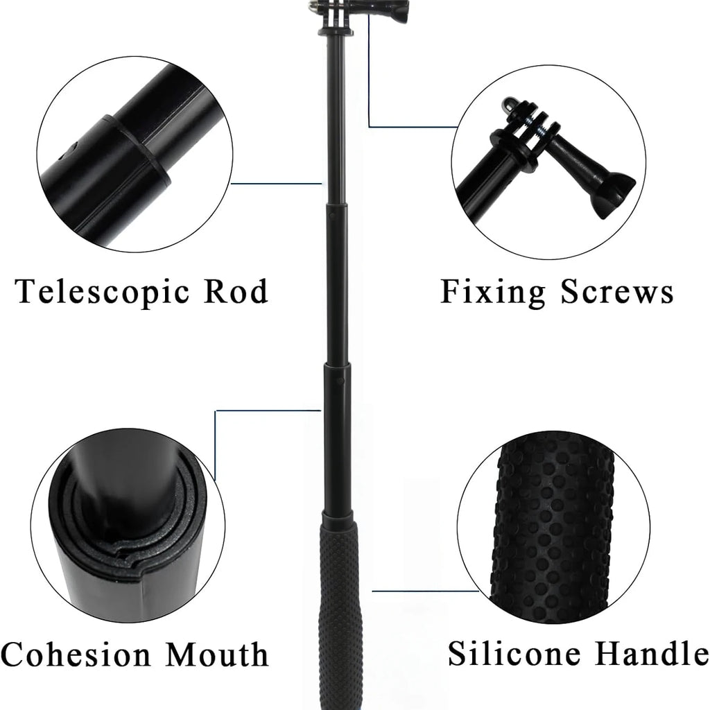 Extendable Pole Mini Selfie Stick Waterproof Monopod Blue For GoPro Hero 13 11 10 9 Dji Action 6 5Pro 4 Insta360 X5 Camera