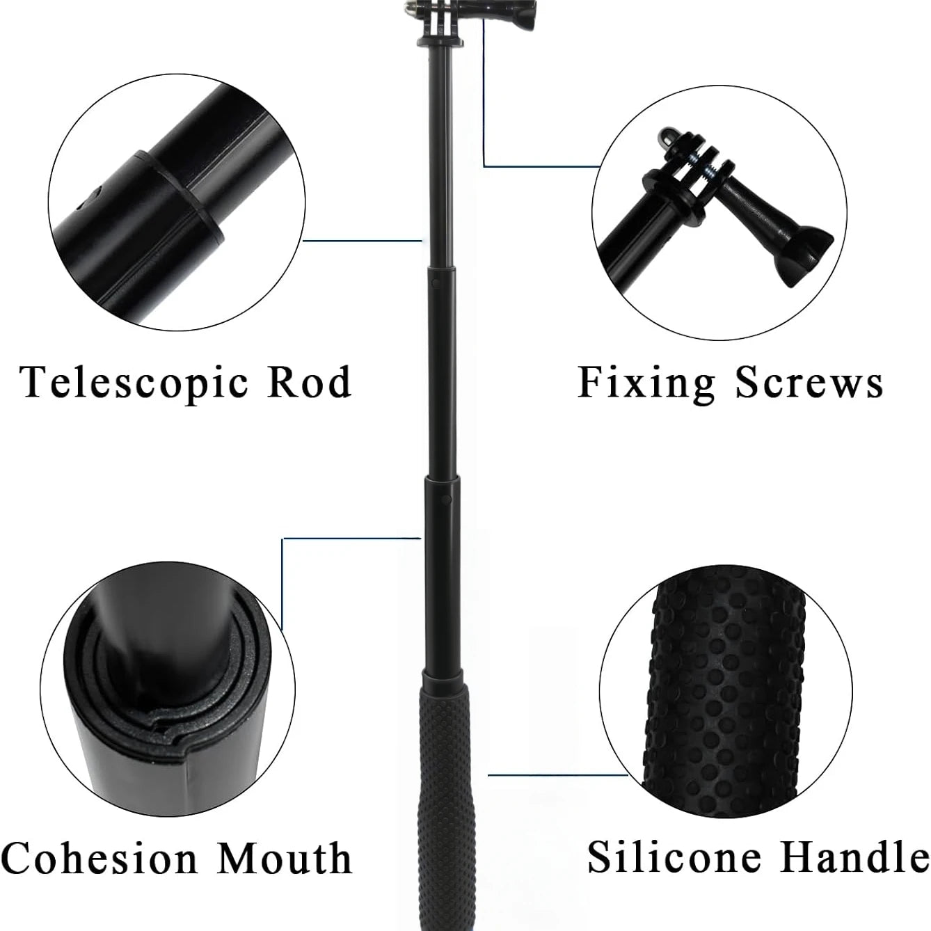 Extendable Pole Mini Selfie Stick Waterproof Monopod Blue For GoPro Hero 13 11 10 9 Dji Action 6 5Pro 4 Insta360 X5 Camera