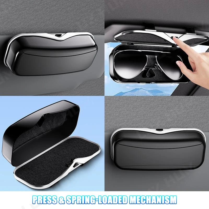 Car Sun Visor Glasses Case Anti-Scratch Auto Sunglasses Holder Eyeglasses Storage Hard Box Universal for Sedan Suv Mpv Truck