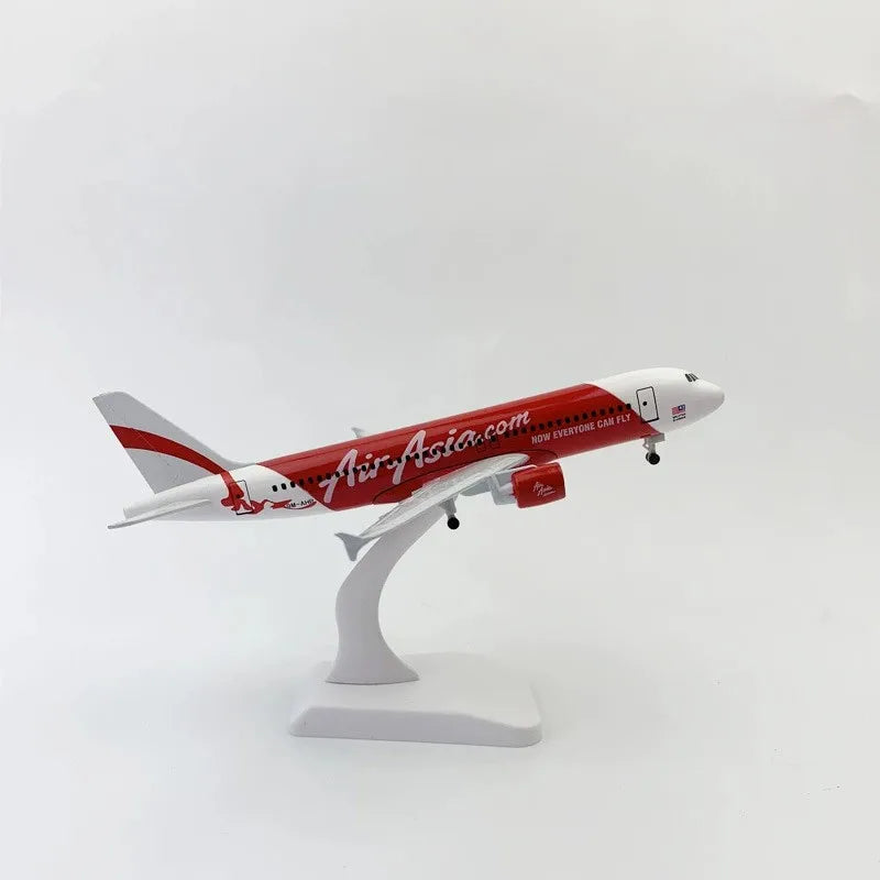 20CM Alloy Metal Airplanes A320 Red Air Asia Airways Plane Model 1:400 Scale Airbus Replica Model Ornament with Landing Gear