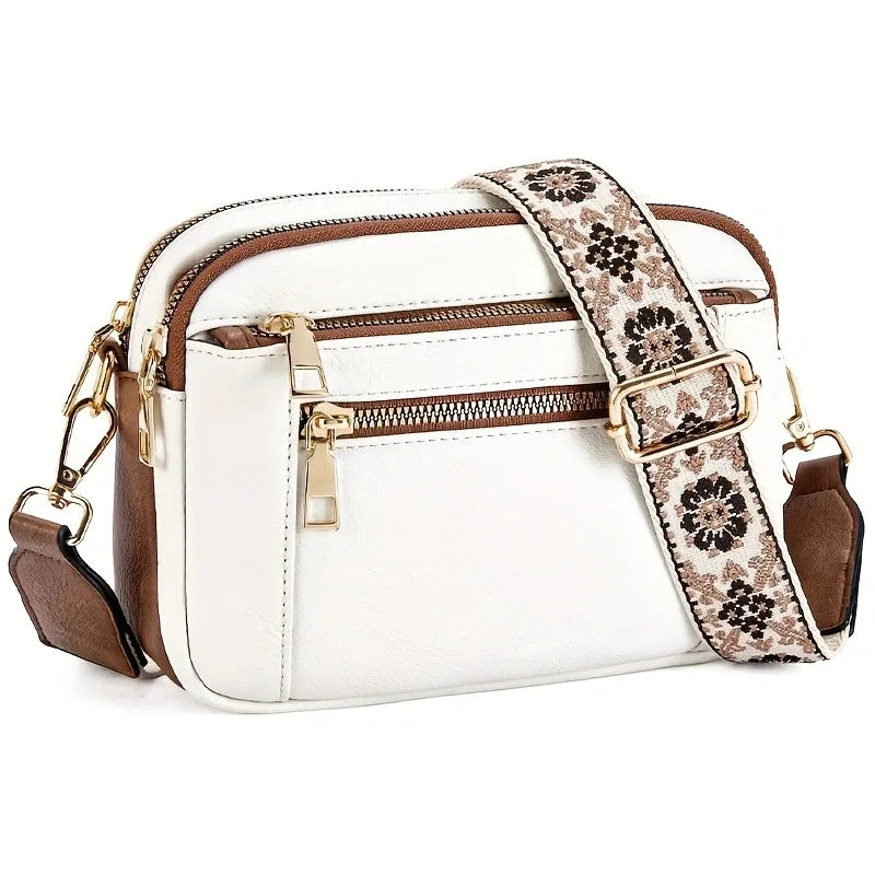 Retro fashion classic, women's multifunctional bag, zipper shoulder strap crossbody bag, small square bag, suitable for office w