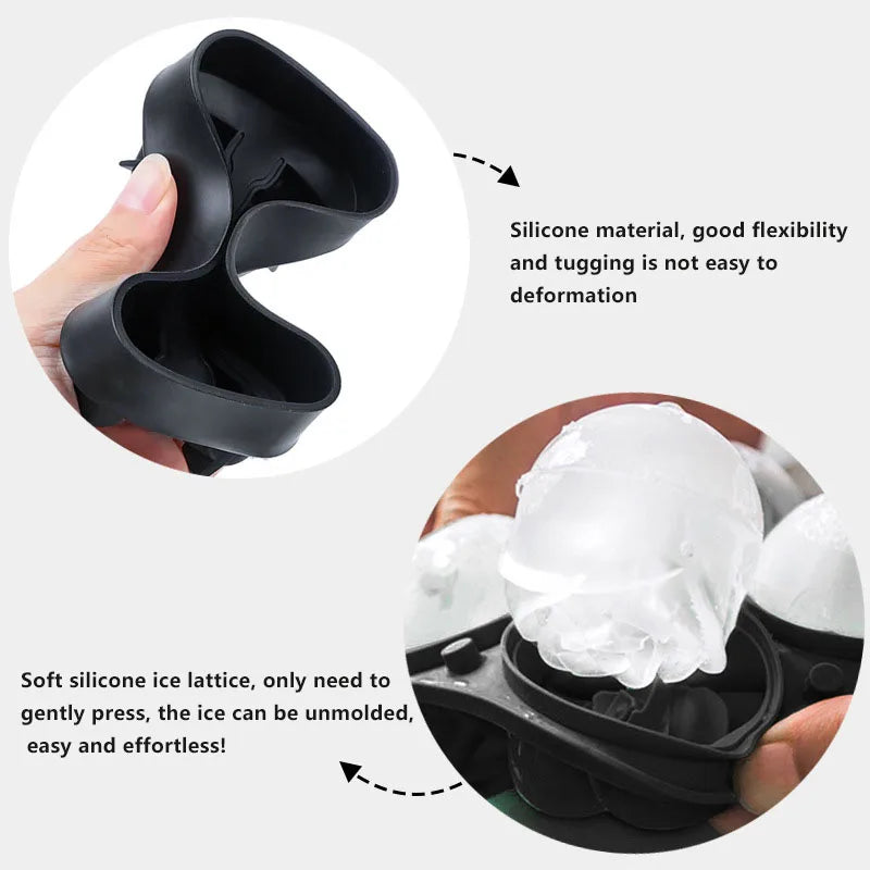 Tray Easy to Take Out Suitable for Whiskey Party Supplies Silicone 3D Balls Skull Diamond Shaped Ice Mold Reusable Ice Cube Mold
