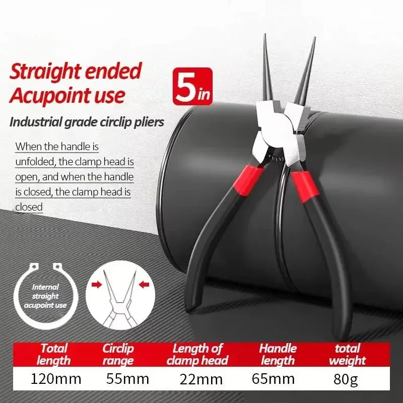 5-In Circlip Pliers Needle Nose Pliers Retaining Ring Pliers for Removing Installing Puller Locking Rings Shafts