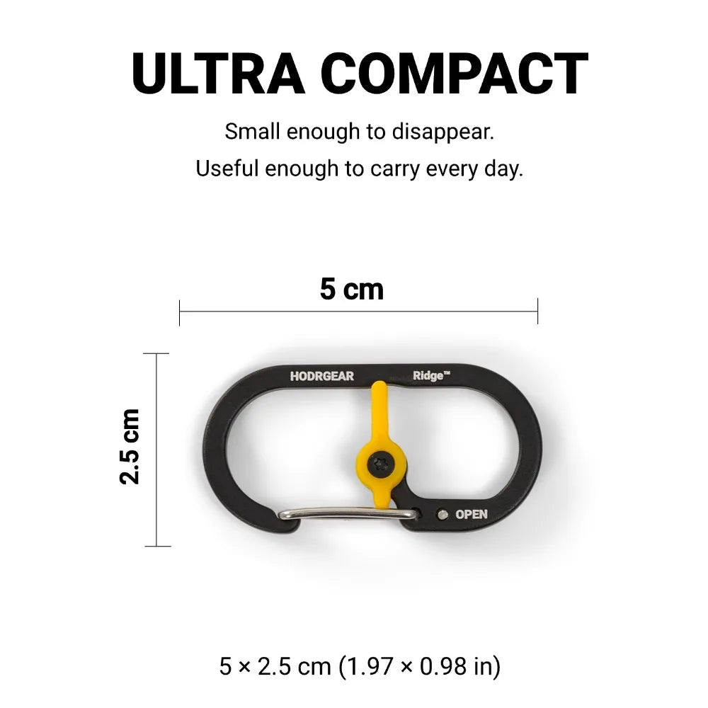 [HODR GEAR] Ridge™ Carabiner Ultralight 4.1g Mini Utility Clip Aluminum Alloy Stainless Steel Gate Quick Open & Secure Lock EDC
