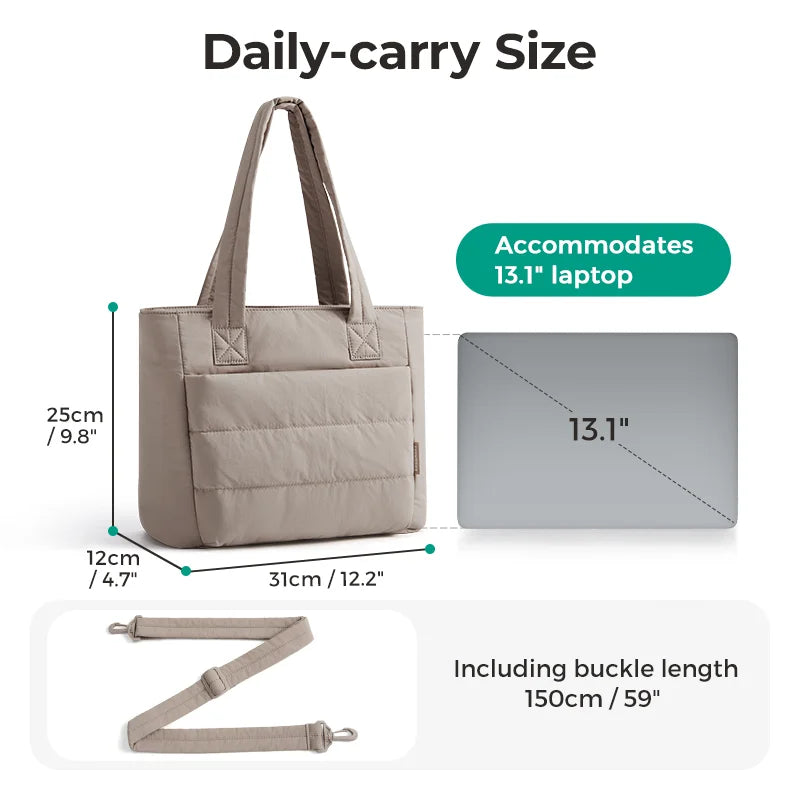BAGSMART Women’s Tote Bag Padded Single Shoulder Bag Large Capacity Student College Crossbody Bag Casual Outdoor Handbag
