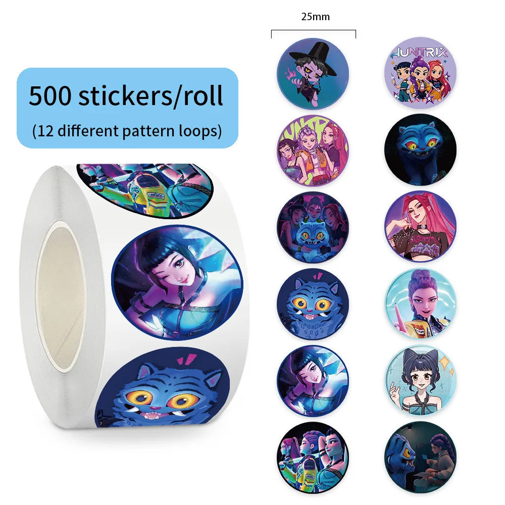 500Pcs/Roll Anime Lumi Mila Zoi Witch Hunter Stickers DIY Waterproof Decals for Scrapbook Phone Luggage Skateboard Laptop Decor