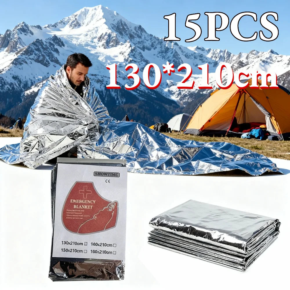 15Pcs 130x210cm Emergency Blanket Foil Mylar Thermal Blanket Keeps You Warm Emergency Thermal Blanket Emergency Supplies