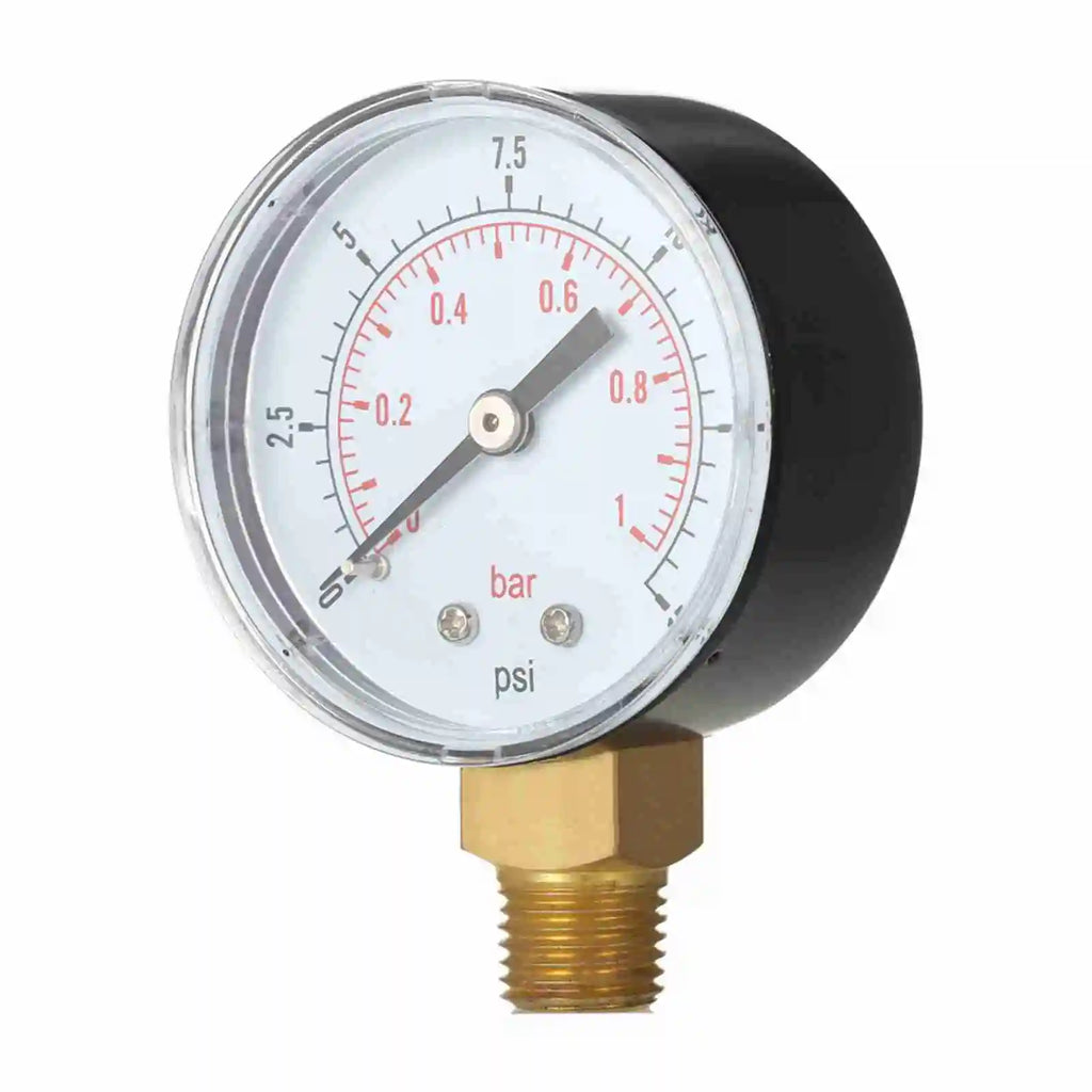 1/4" NPT Thread 50mm 0~60psi/0~15psi 0~4bar/0~1bar  Pool Filter Water Pressure Dial Hydraulic Pressure Gauge Meter Manometer