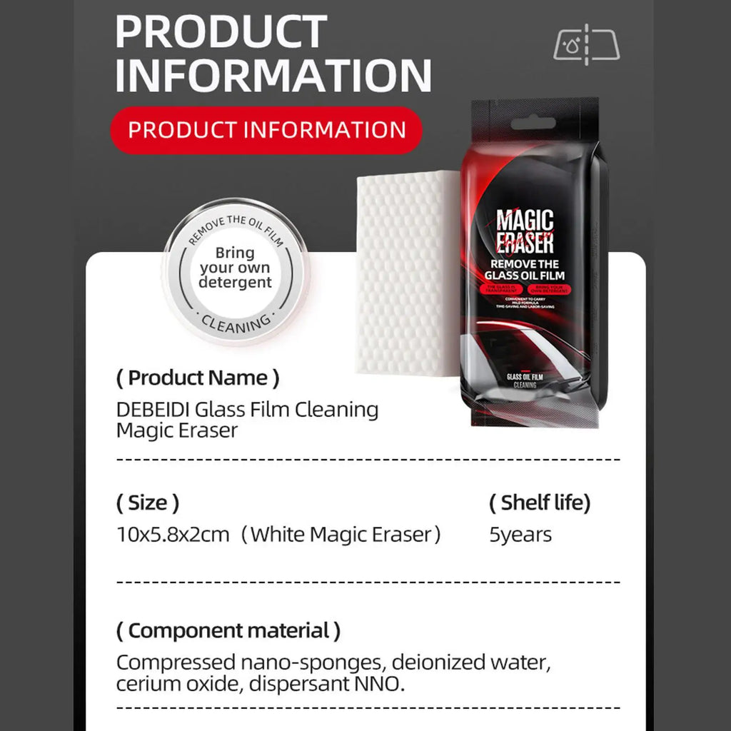 Oil Film Remover For Car Window 5 Pieces Auto Cleaning Supplies Car Glass Stain Removal Sponge For Detailers Drivers Road Trips