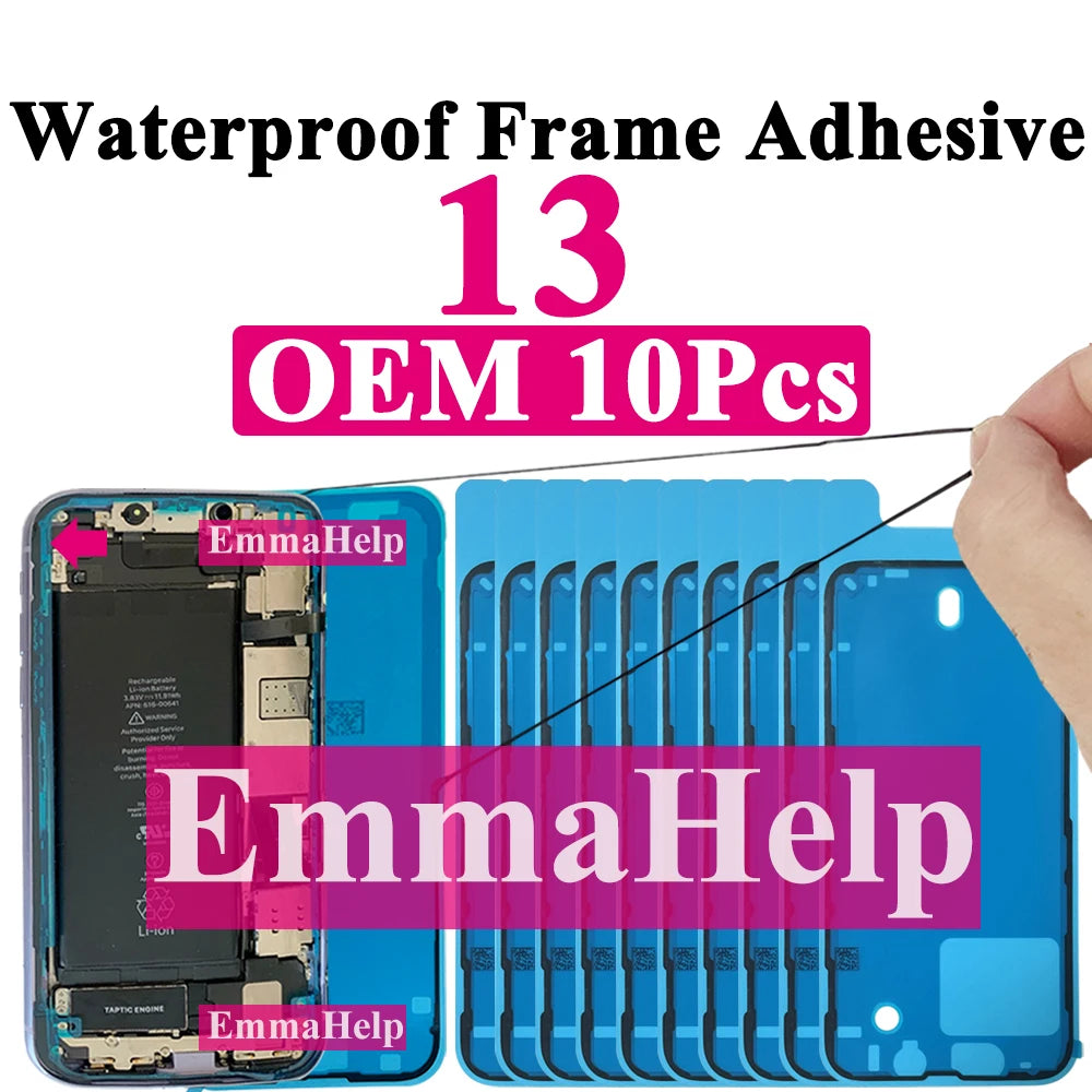 10pcs Waterproof Sticker for iPhone 16 Pro Max 17 14 13 12 11 15 XS XR 8 SE 3M Seal Adhesive Pre-Cut LCD Screen Frame Tape Glue
