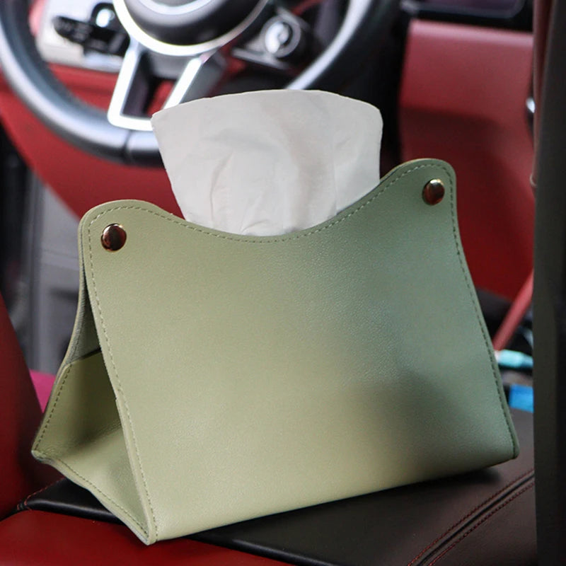 Car Tissue Box Holder  Leather Car Center Console Armrest Napkin Box Sun Visor Backseat Tissue Case