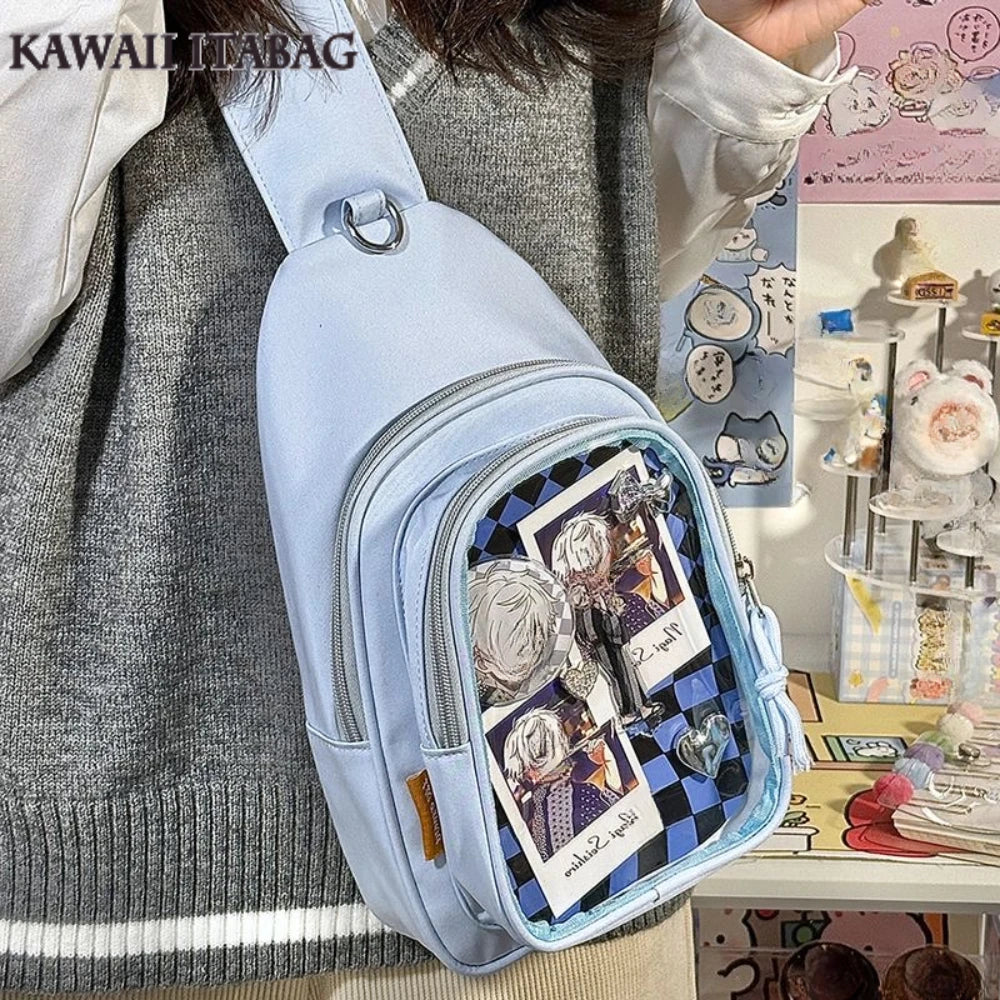 Kawaii Japanese Itabag Girls Soft Nylon Backpack Crossbody Bags 10CM Doll Ita Bag Women With Display Plate Cross Body Sling Bag