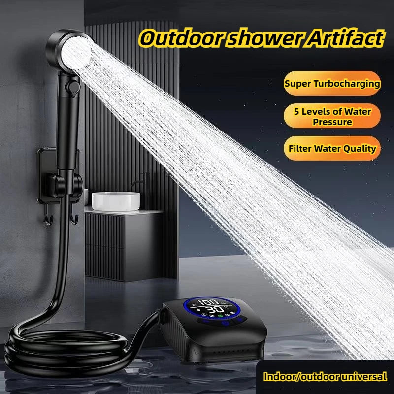 2025 Rechargeable Portable Shower Pump - 6.0L/min High Flow Camping Shower for Outdoor, Jobsite, Dorm & Home Use (Black)
