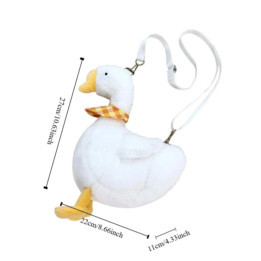 Portable Zipper Big Goose Bag Fluffy Solid Color Cute Duck Crossbody Bag Large Capacity Shoulder Bags Streetwear